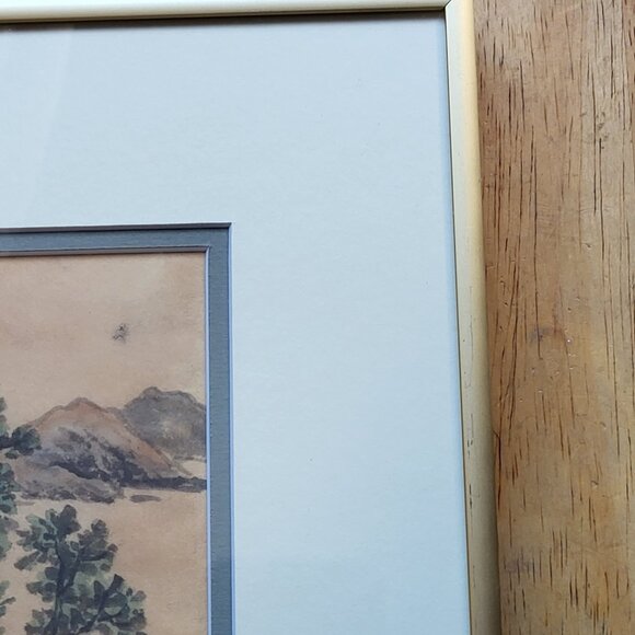VINTAGE CHINESE LANDSCAPE SCENE PAINTING RED SEAL MARK FRAMED GOLD FRAME GUC - Picture 3 of 9